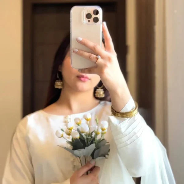 SILK WHITE LUXURY 3PC WITH FARSHI SHALWAR