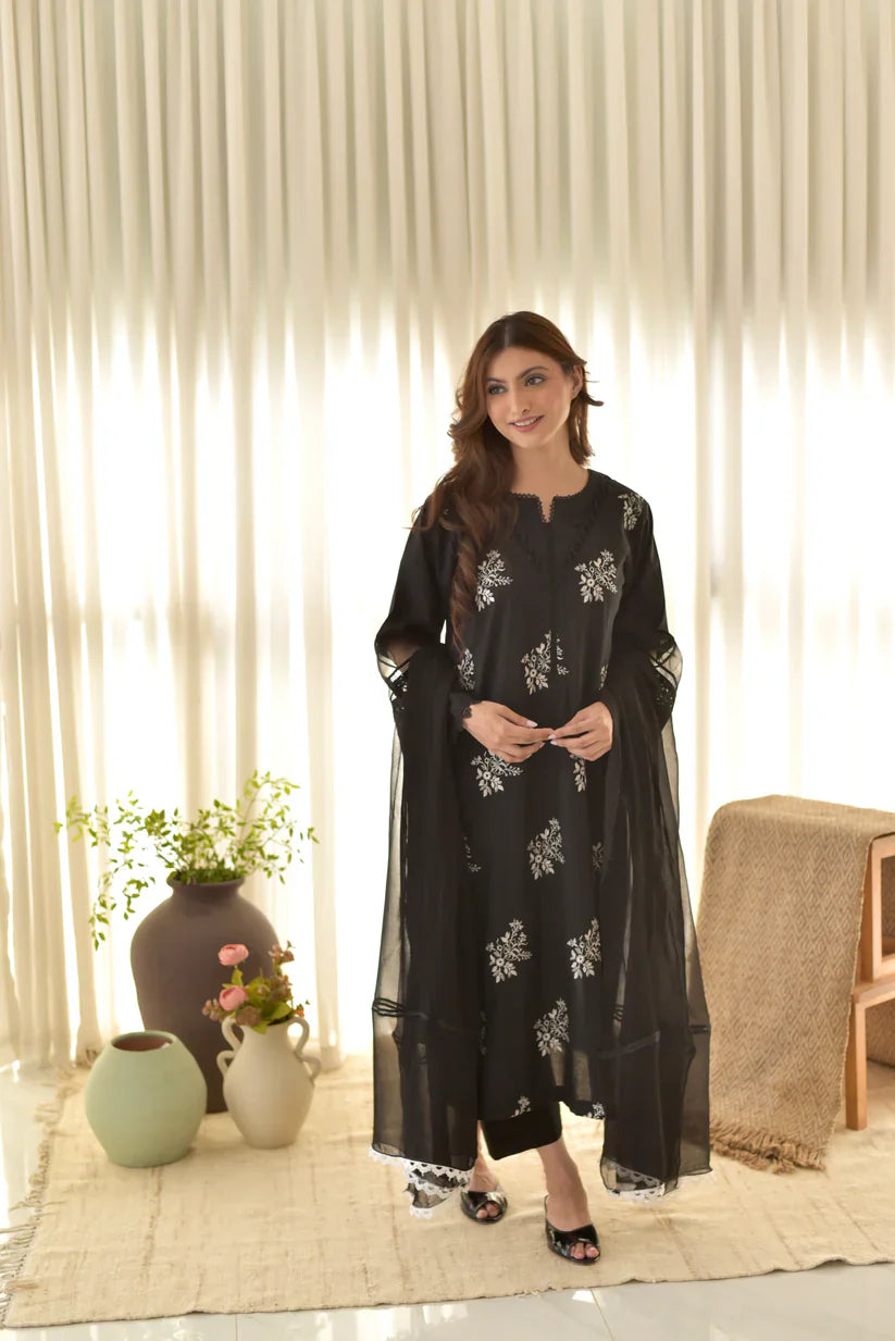 HORIYA LAWN BLACK 3PC